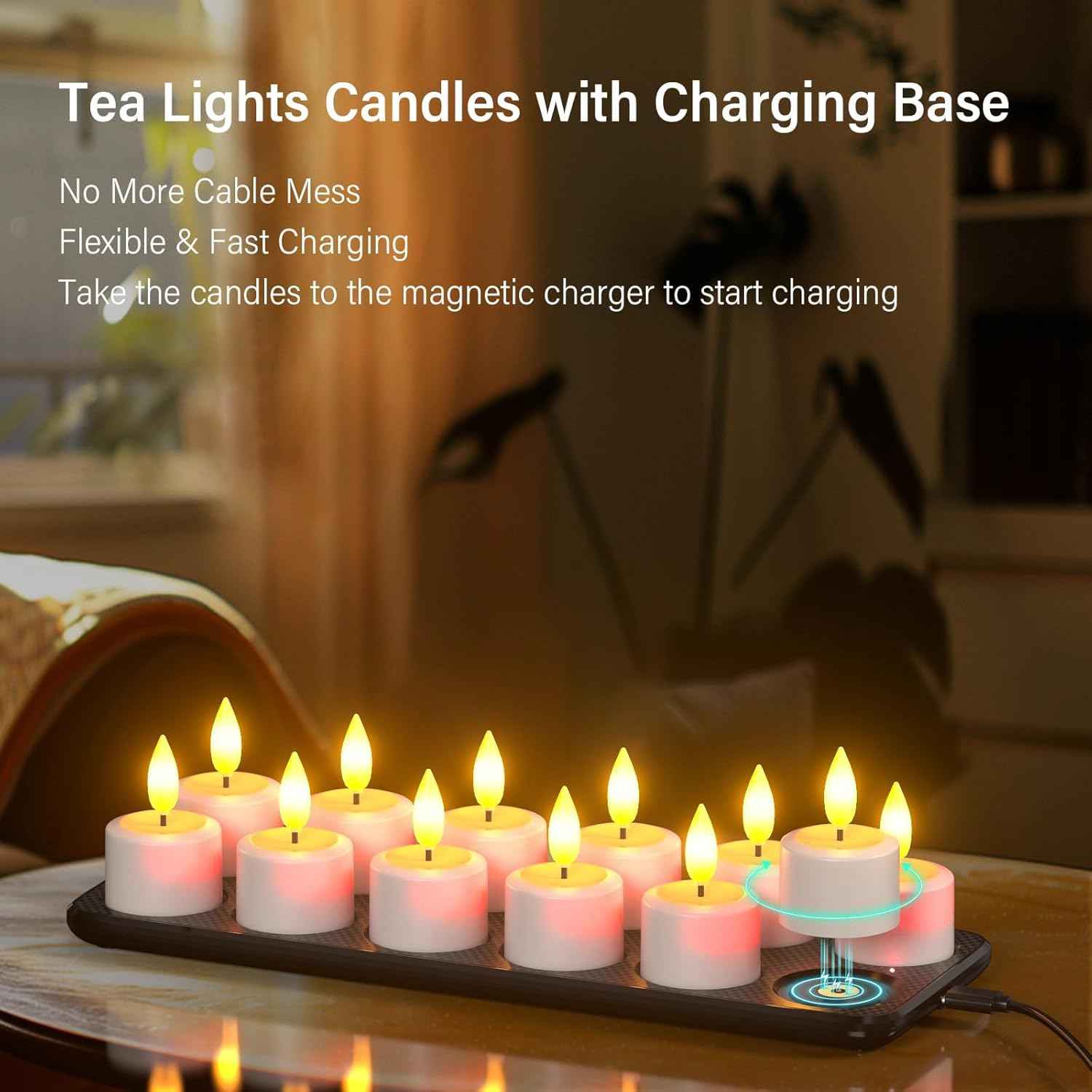 Rechargeable Flameless LED Tea Light Candles with Remote & Timer - Waterproof Votive Set for Holiday Decor