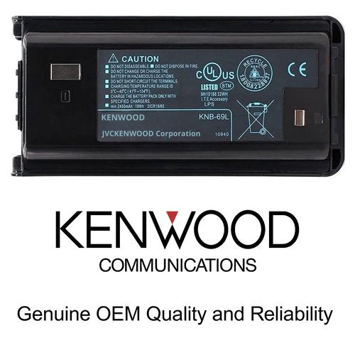 Kenwood KNB-69L Rechargeable Battery Pack, 7.4V 2550mAh — Up to 15-Hour Use, Works with KSC-35SK, Fits NX-1200/1300 & TK-D240/340 Families