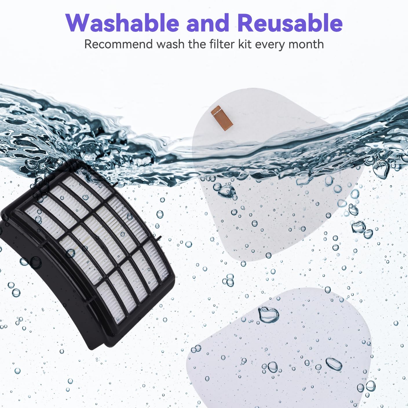 Vacuum Filters Replacement for Shark Navigator Lift-Away Vacuum NV350,NV351,NV352,NV355,NV360,NV370, UV440,UV490,UV540 vacuum,1 HEPA Filter, 2 Foam & 2 Faux Felt Filters - Replacement XFF350 XHF350