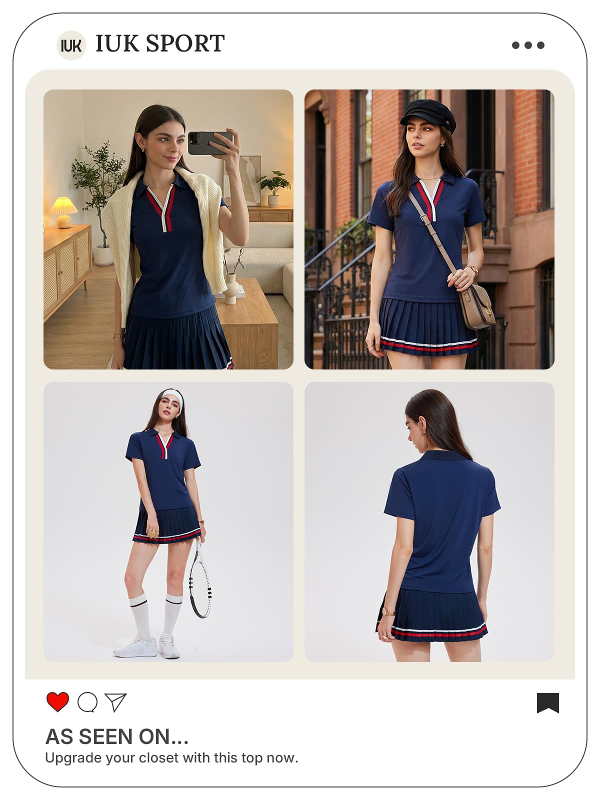 Women 2 Piece Tennis Skirt Set Pleated Golf Outfit, Polo V-Neck Athletic Dress Alternative Skort Set for Pickleball Pockets