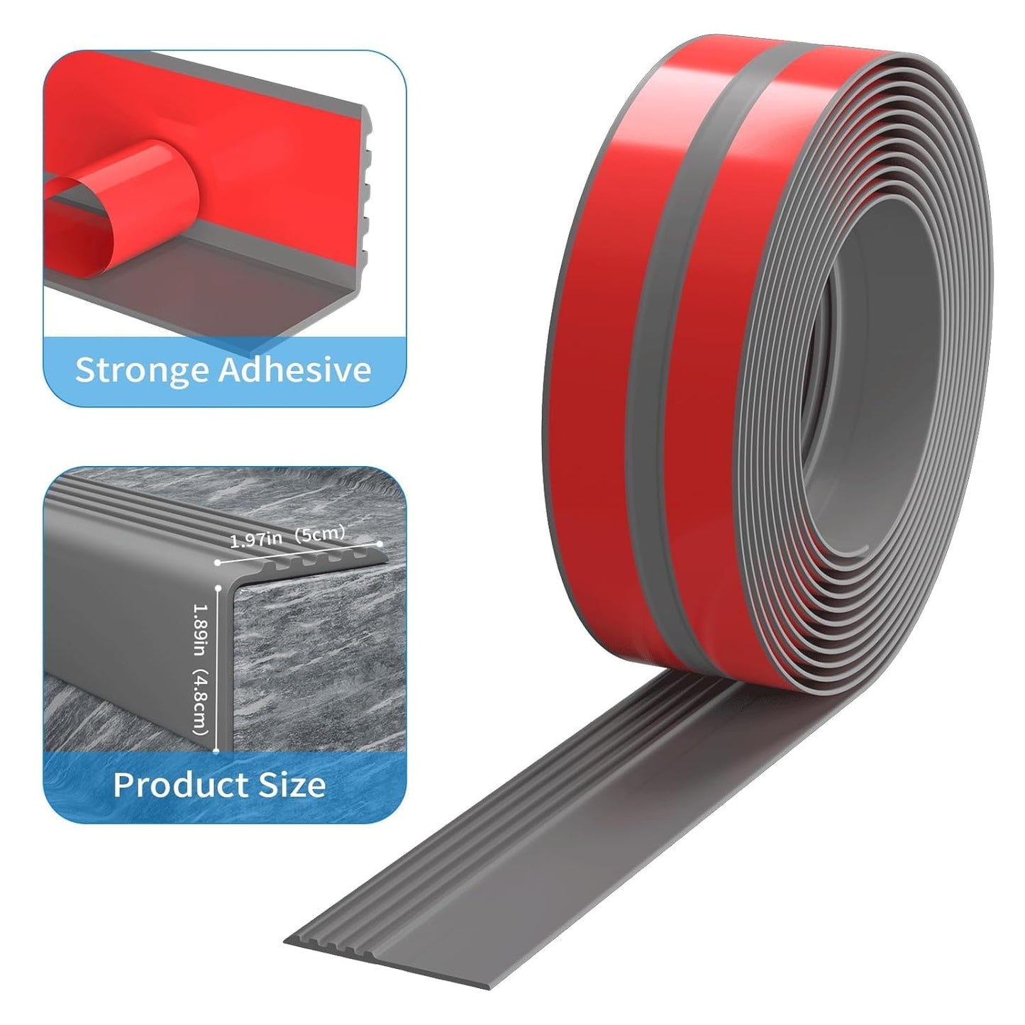 Self-Adhesive Rubber Stair Nosing Trim - 40 FT Black Edge Protector for Indoor & Outdoor Steps