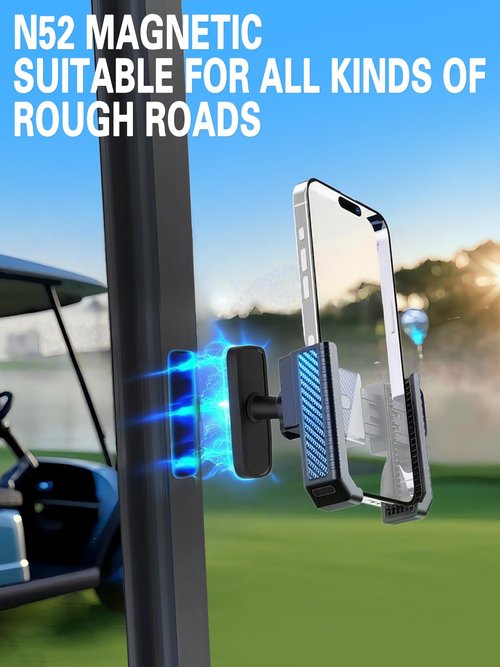 ONHAWKS Magnetic Golf Cart Phone Holder-Cell Phones Mount with Neodymium N52 Magnets-Golf Cart Accessories Fit Big Phones and Thick Phone Stand-Golf Essentials Gift for Friend Men Women