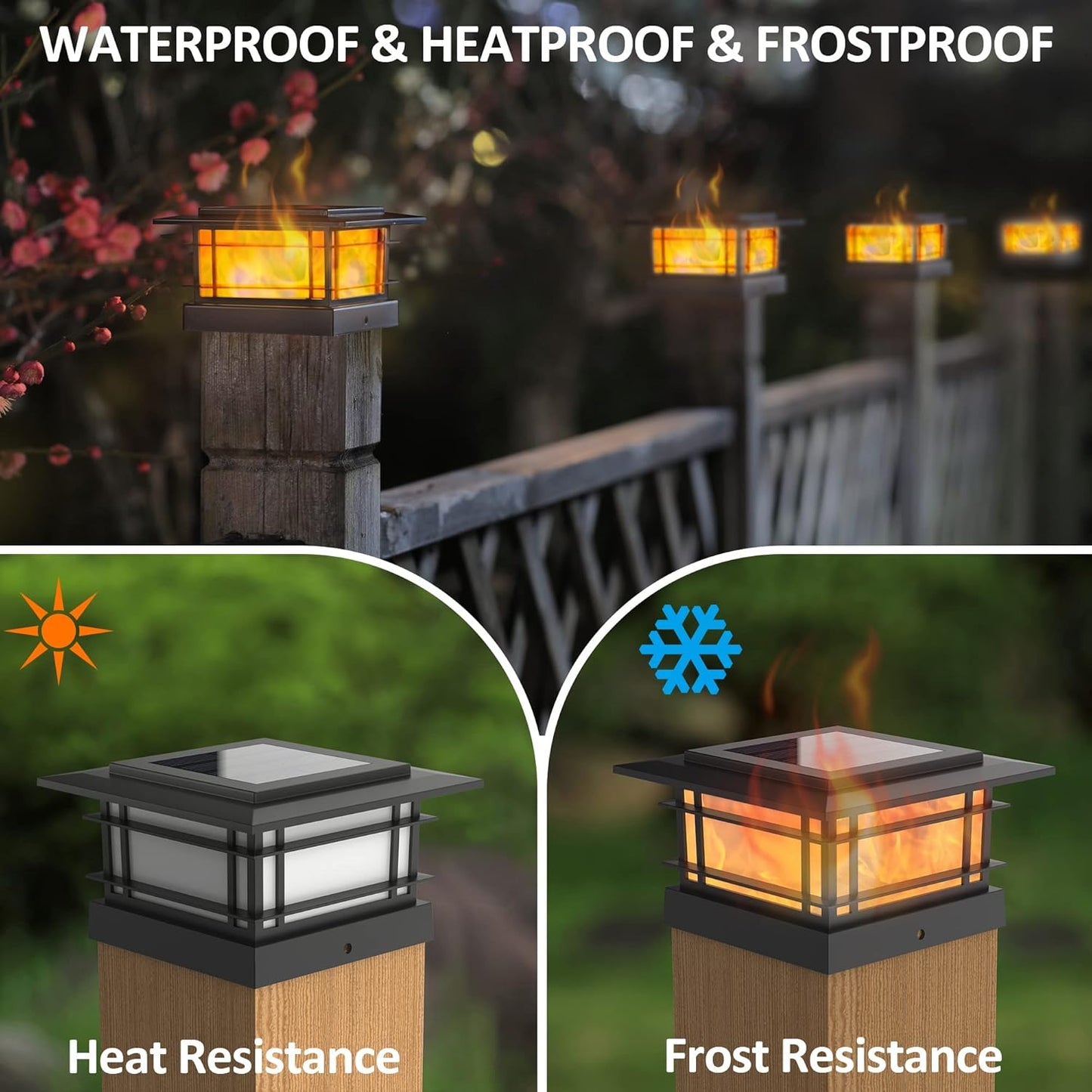 Solar Post Cap Lights - 6 Pack Outdoor Fence Lights for 4x4, 5x5, 6x6 Posts - Bright Warm White LED Decor for Garden & Patio