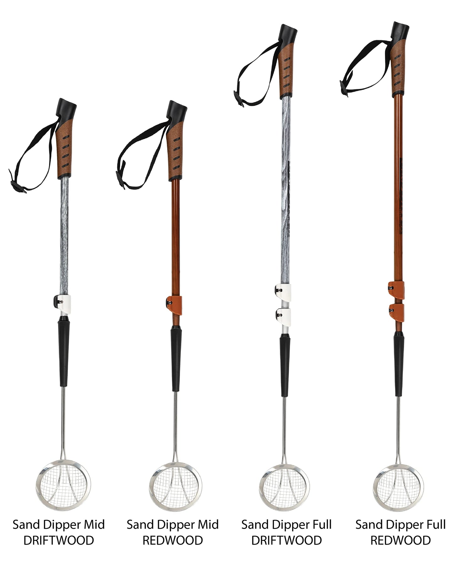 Sand Dipper - Limited Edition - Wood Pattern Adjustable Beach Combing Scoops (Full Size, Driftwood)