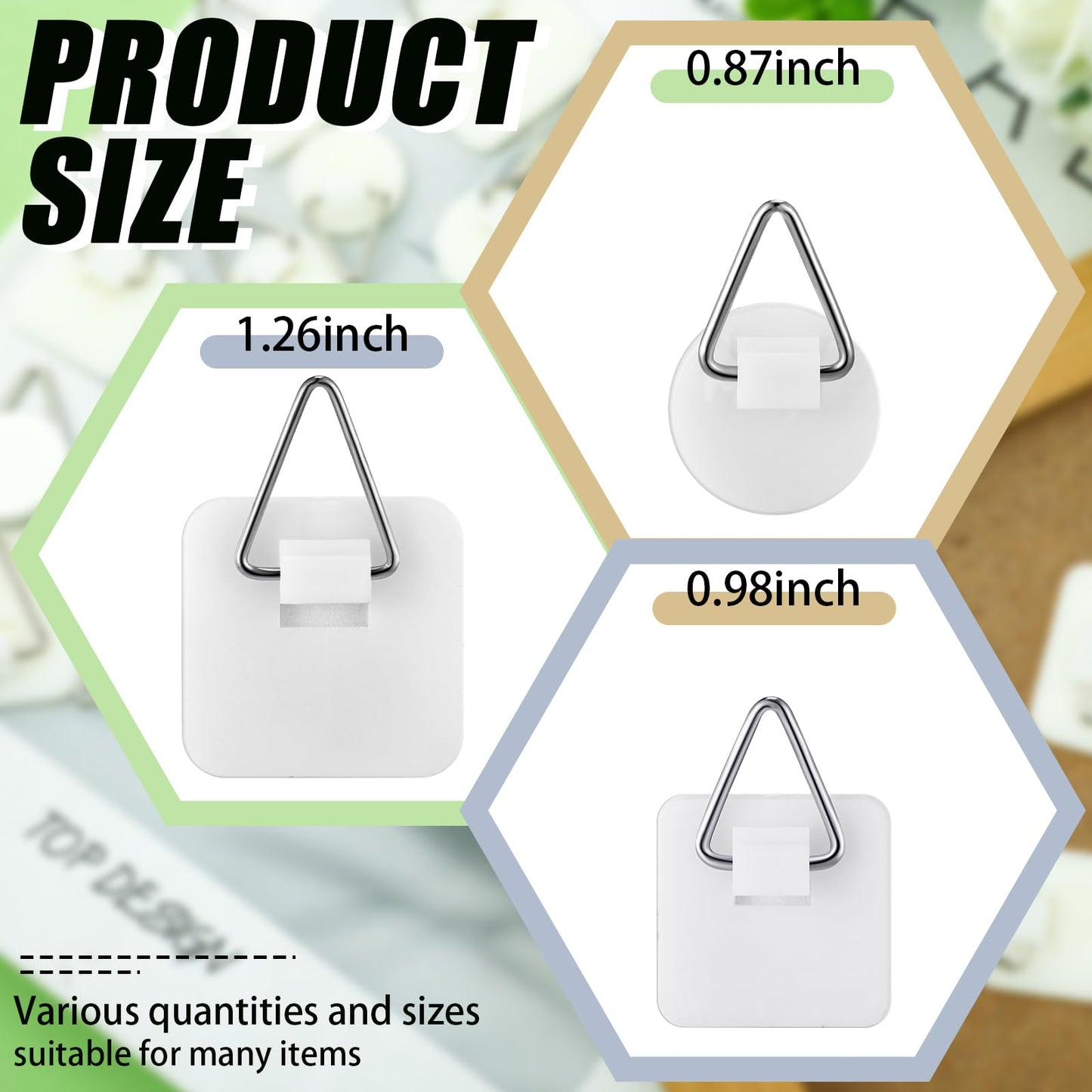 Wenqik 65 Pcs Adhesive Picture Hanger Foamboard Picture Hanging Hooks Without Nails Plastic Sticky Photo Hooks for Home Wall Art Photo Frame Bathroom Closet (Round,Square)