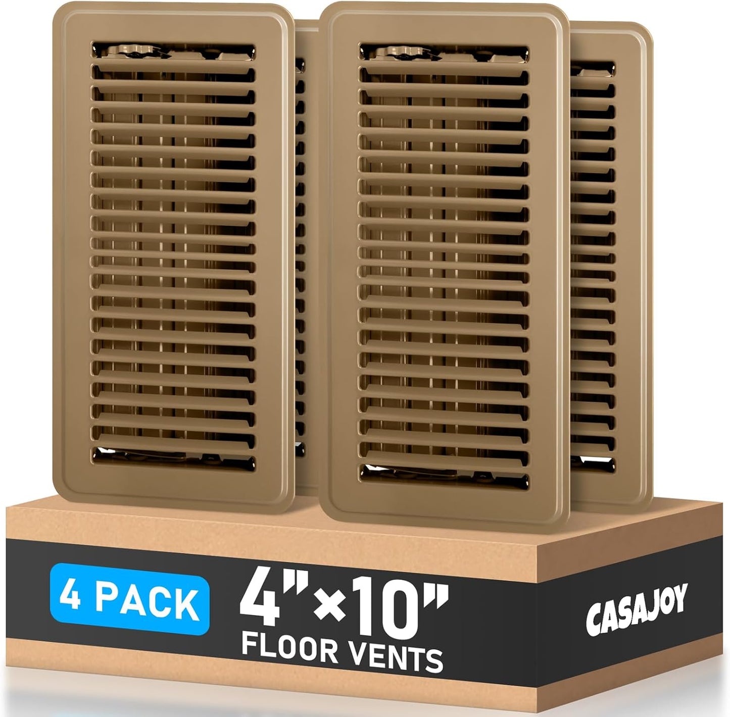 Heavy Duty 4x10 Inch Metal Floor Vents - 6 Pack Rust Proof Air Vent Covers for Home