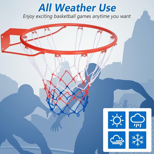 Goplus Basketball Rim - 18”/15” Replacement Hoop with All-Weather Net for Indoor/Outdoor Use