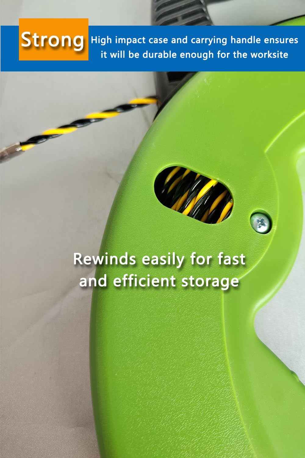 165ft Fish Tape Wire Puller - 1/6-Inch Electrical Fish Tape with Guide Spring & Ergonomic Handle