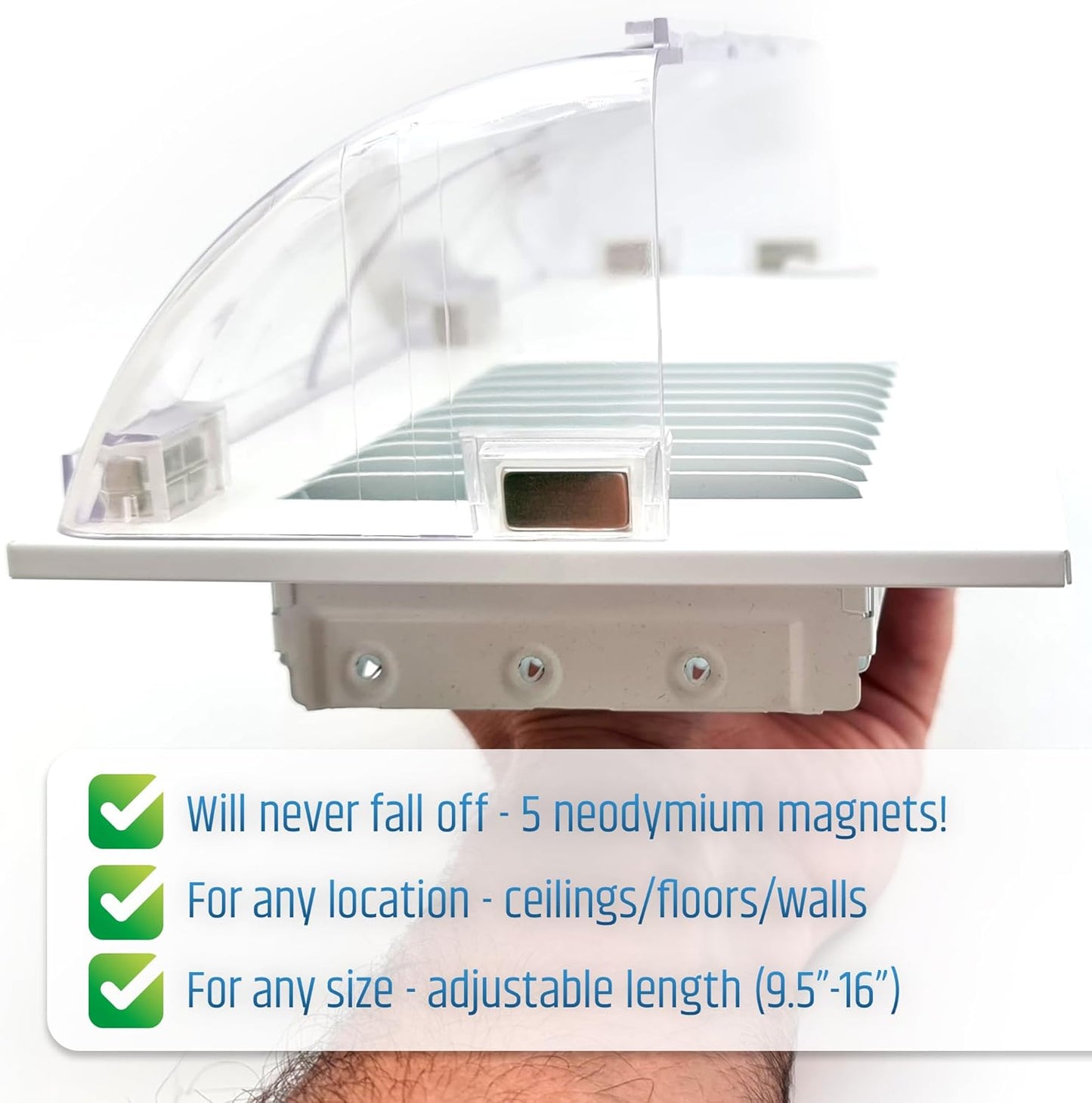 Magnetic Vent Air & Heat Deflector (2 Pack) - Adjustable 9.2” to 16” | Strong Neodymium Magnets