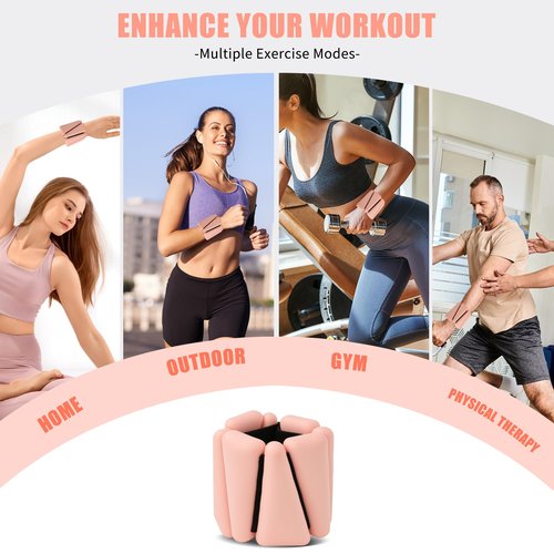 Ankle Weights for Women Wrist Weights Set of 2 (2 lbs Each) Adjustable Arm Leg Weight for Women Men Suitable for Walking Swimming Running Pilates Yoga Gym- Flesh Pink