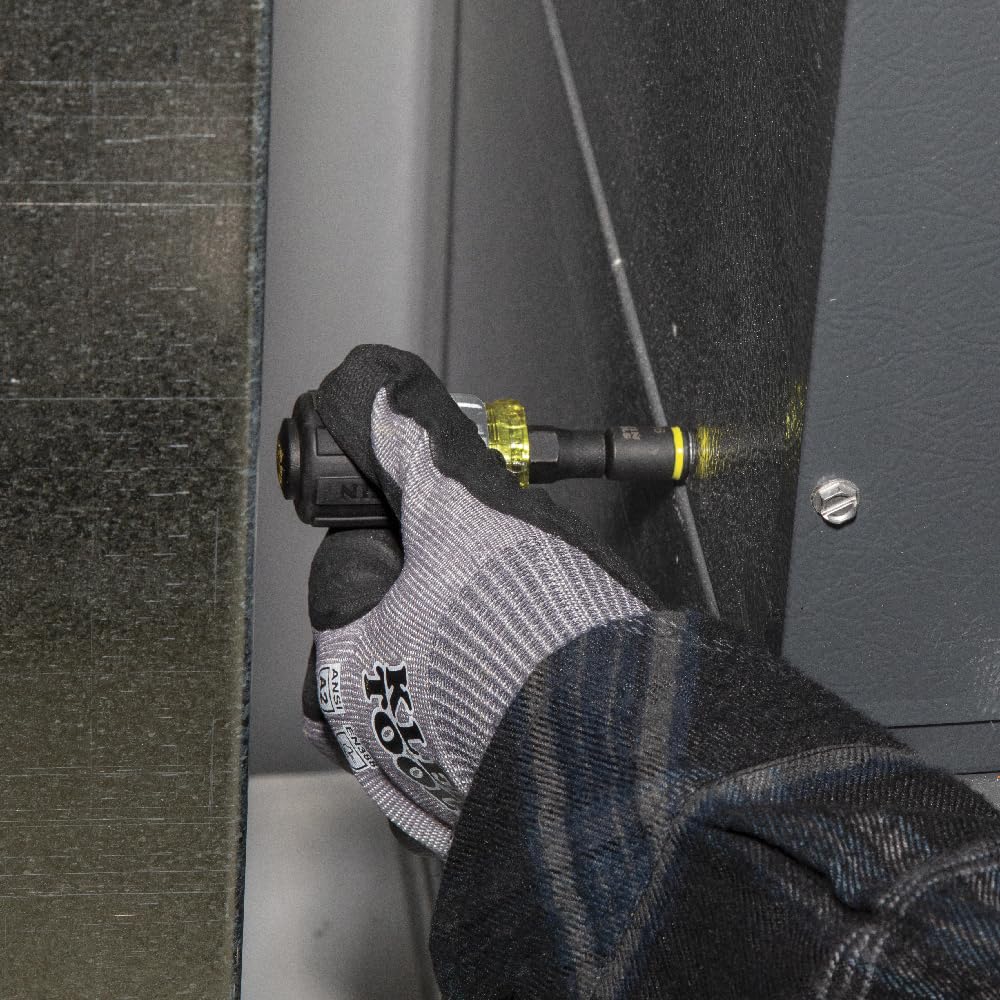 Klein Tools 32561HDRT KNECT 7-in-1 Ratcheting Screwdriver, Impact Rated, Stubby with Phillips, Slotted Bits, 3 Nut Drivers, Adapter, 7-Piece