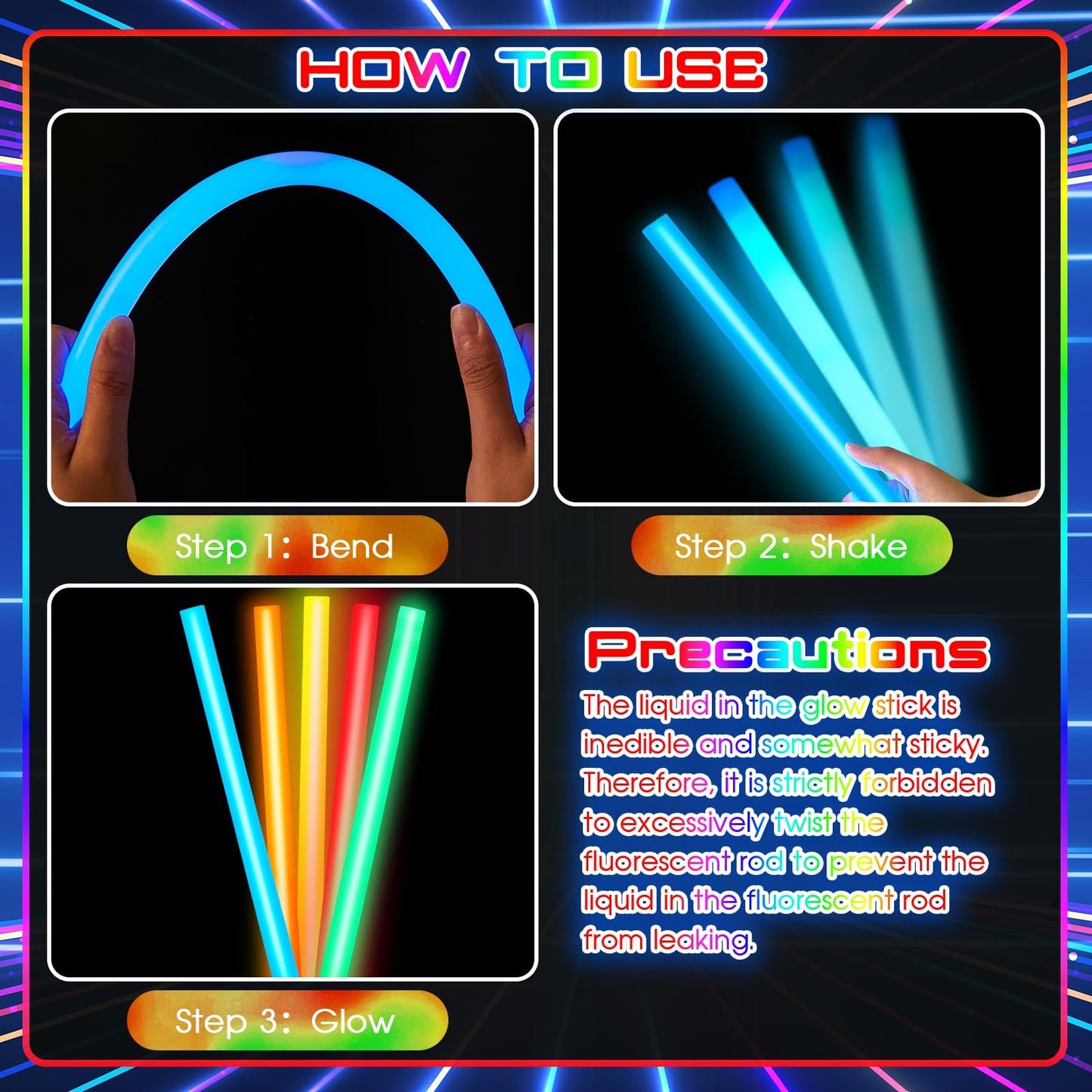 Lewtemi 5 Pcs Large Glow Sticks, 14 Inch Jumbo Light up Sticks Holiday Colorful Sticks Emergency Glow in The Dark Party Supplies for Camping, Halloween, New Year (Red, Orange, Yellow, Green, Blue)