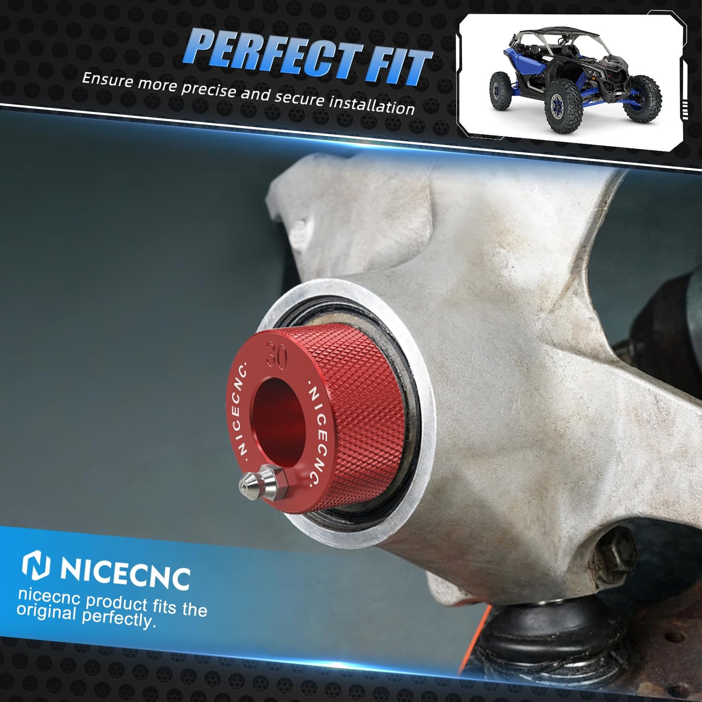 NICECNC Red Aluminum Wheel Bearing Greaser Tool 30MM Compatible with Can Am Outlander 1000 2012-2015, Renegade 1000 2012-2015
