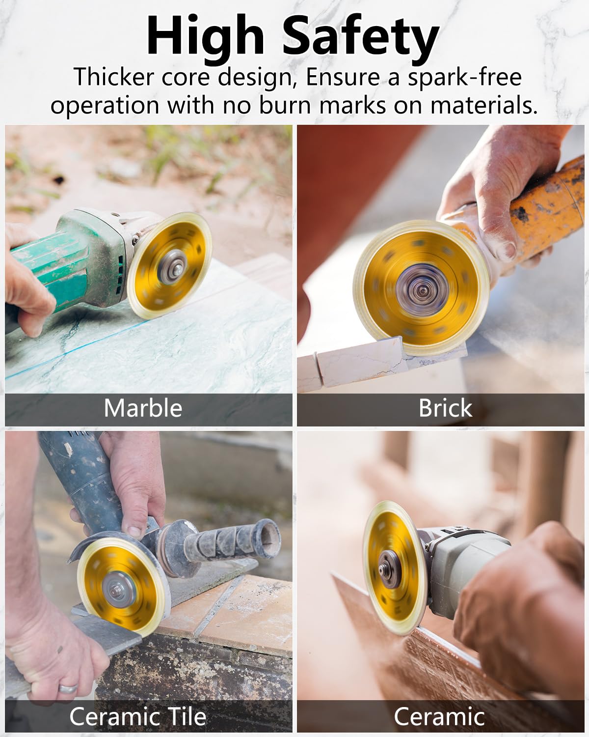 ZORUNNA Diamond Saw Blades,Super Thin 4.5" Diamond Blade for Grinder, 2Pcs Tile Blade 4-1/2" for Chip-Free Cutting Porcelain Ceramic Granite Marble Tile.