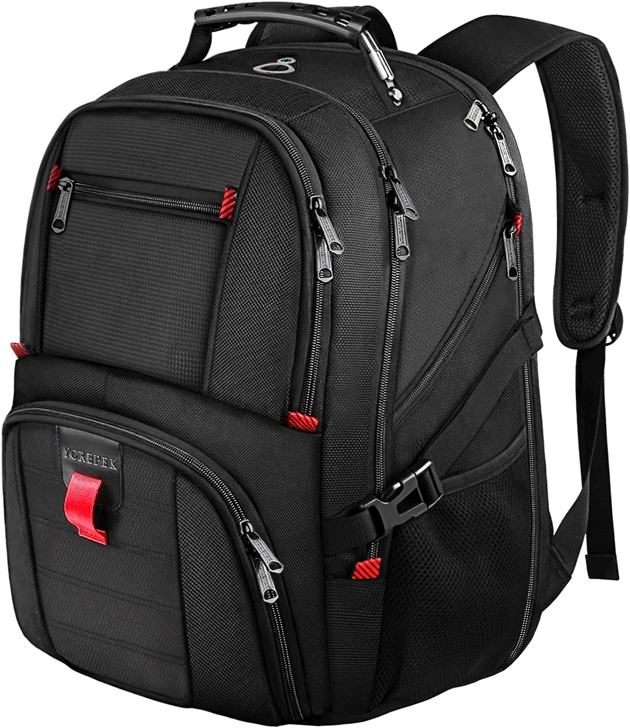 YOREPEK Large Backpack - Water Resistant Travel Bag for 17-Inch Laptops | Black Color, Airline Approved