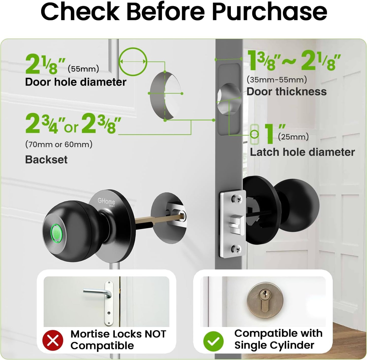 Smart Fingerprint Door Lock with App Control - 3-in-1 Biometric Knob for Home & Office