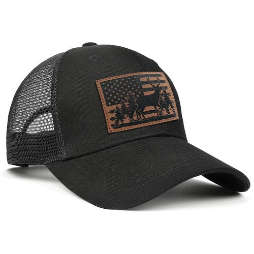 Hunting Hats for Men,Deer Hunting Baseball Cap, for Dad/Husband/Grandpa,Mesh Leather Trucker Hat Baseball Cap