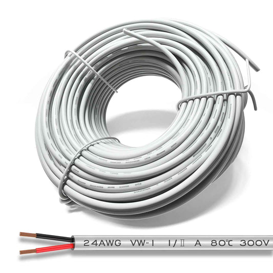Garage Door Wire - 24/2 AWG Multi-Conductor Thermoplastic-Insulated Wire, Universal 2 Conductor Cable for Garage Door Sensors (100ft)