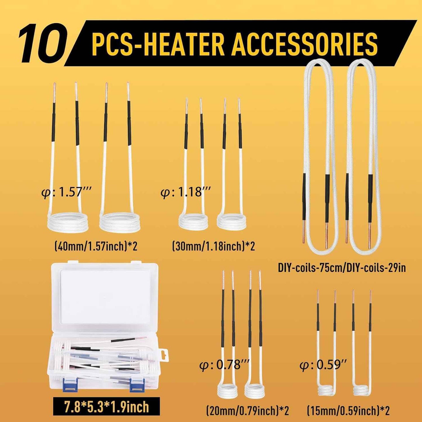 Induction Heater Coil Kit - 10PCS Flexible Coils for Bolt Removal & Long Lifespan