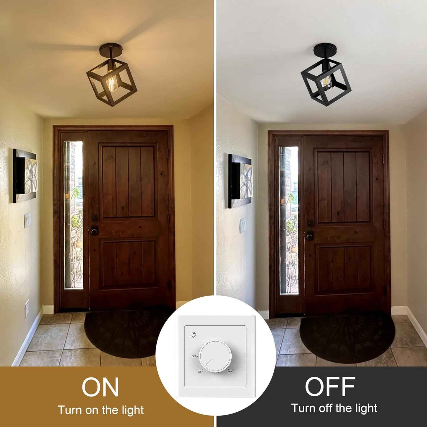 Brushed Nickel 3-Light Flush Mount Ceiling Light Fixture - Modern Geometric Design for Living Room, Kitchen, Dining Room, and Hallways