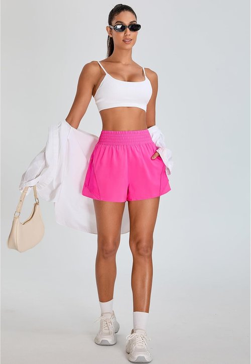 BMJL Women's Athletic Shorts - High Waisted 2.5" Running Shorts with Zipper Pocket | Sporty Gym Workout