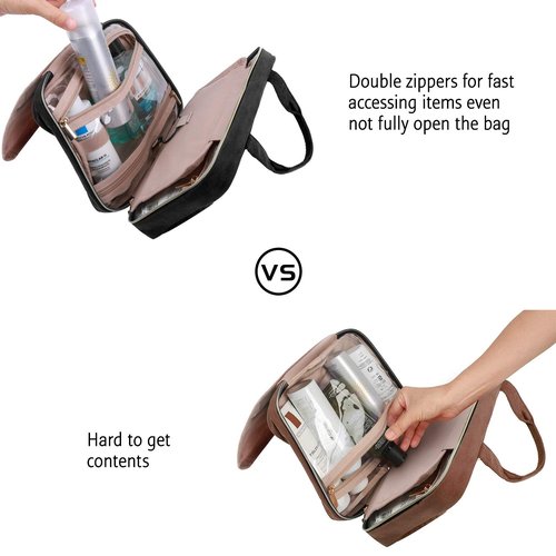 BAGSMART Toiletry Bag - Water-Resistant Travel Organizer with Hanging Hook | Medium Black