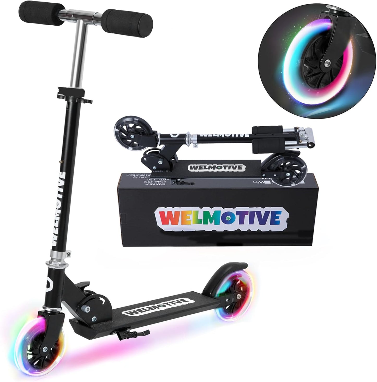 Skiennix Kick Scooter - Lightweight & Foldable Aluminum Frame | Adjustable Handlebars & Flashing Wheels for Kids 3+