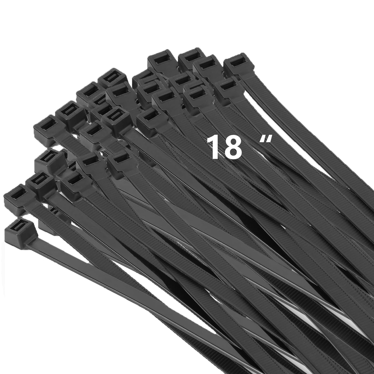 MasiStranth 100PCS 18 inch Black Zip Ties 120LBS Tensile Strength Self-Locking heavy duty UV Resistant Cable Tie Wraps for indoor and outdoor use(Black)