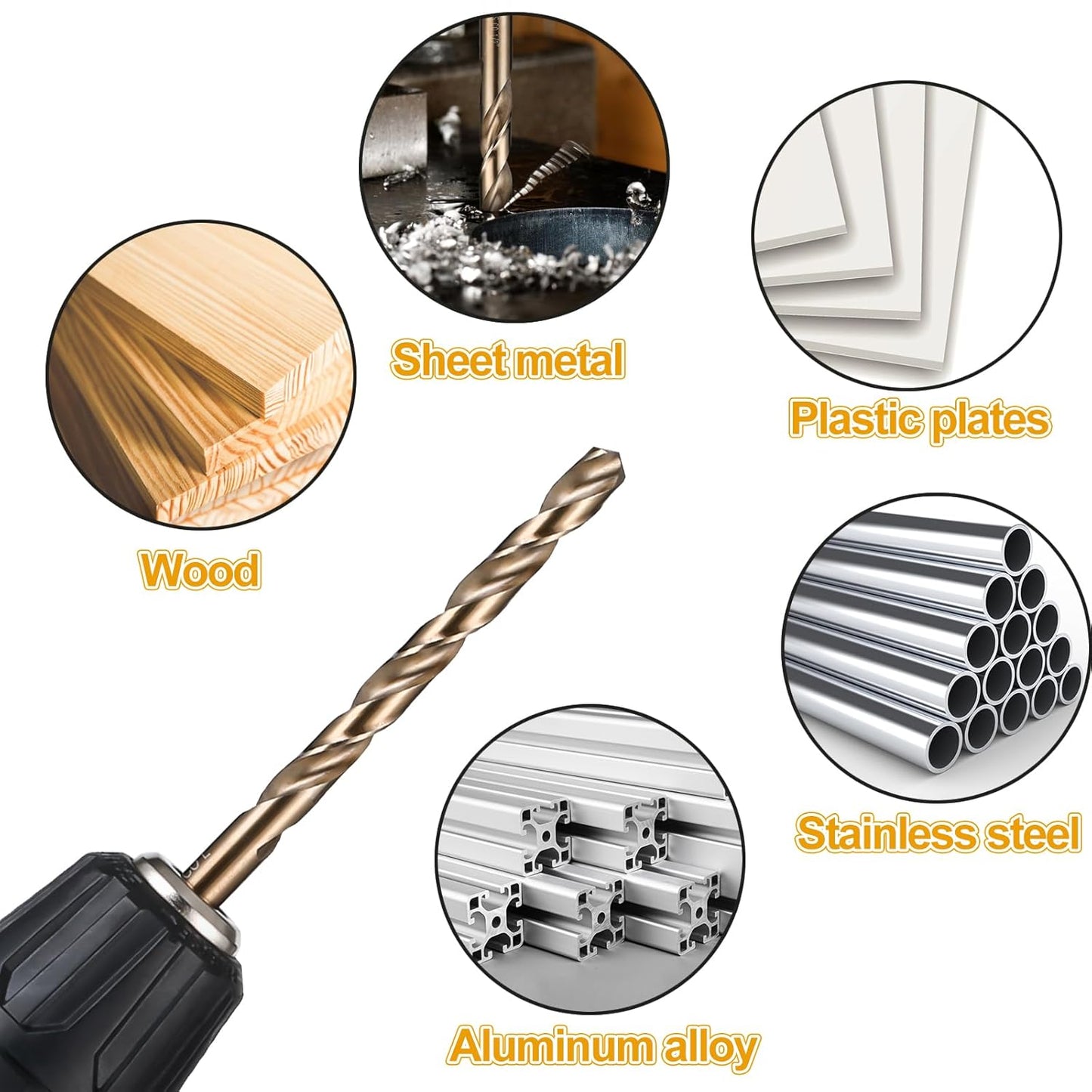 29-Piece High Speed Steel Drill Bit Set with Metal Indexed Case - 135° Tip for Wood, Plastic & Stainless Steel