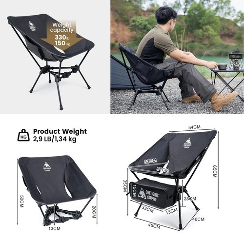 ONETIGRIS Tigerblade Camping Chair, Lightweight Folding Backpacking Hiking Chair, Compact Portable 330 lbs Capacity