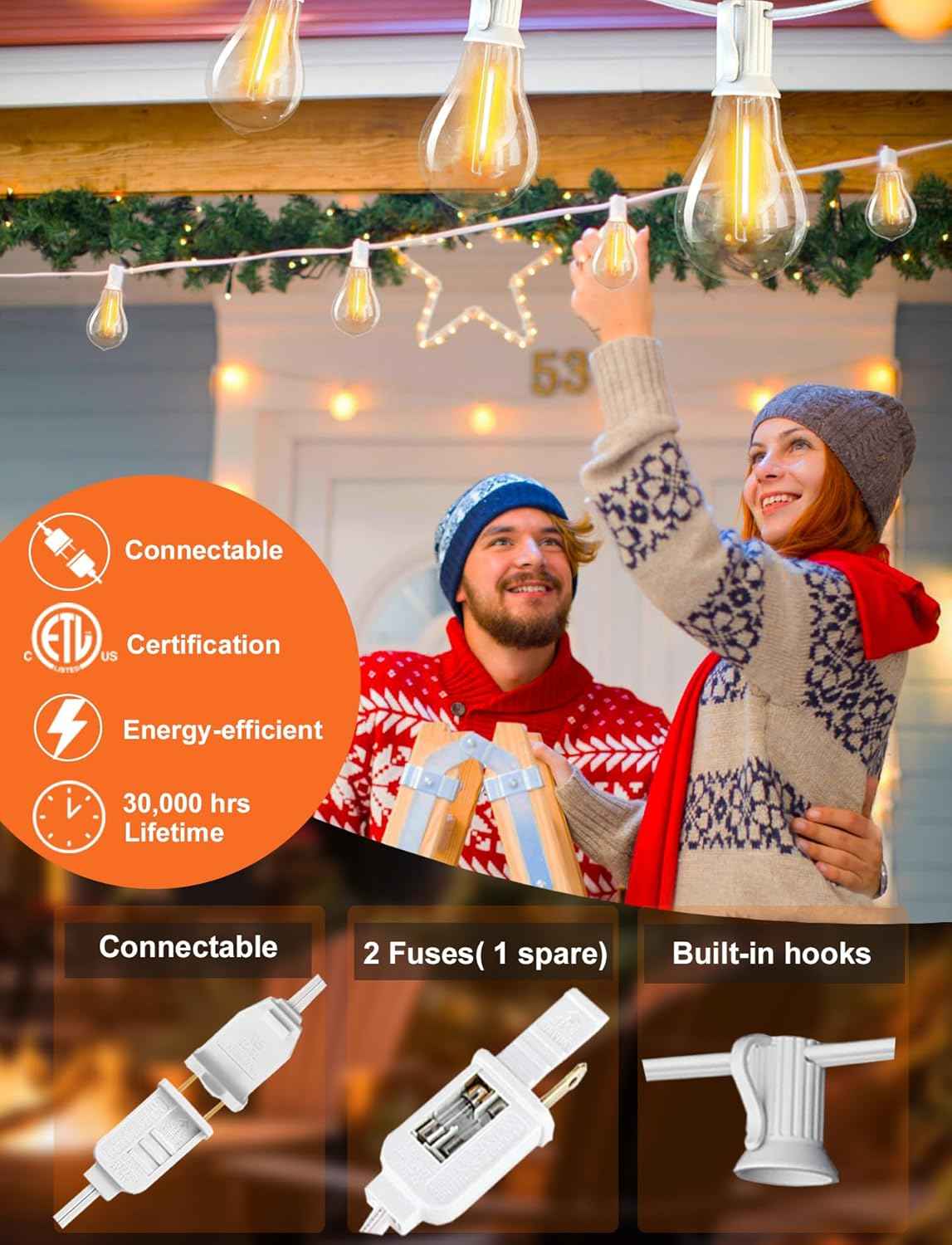 200FT Waterproof LED Outdoor String Lights with 100 Shatterproof Edison Bulbs - Dimmable Patio Decor for Backyard & Garden