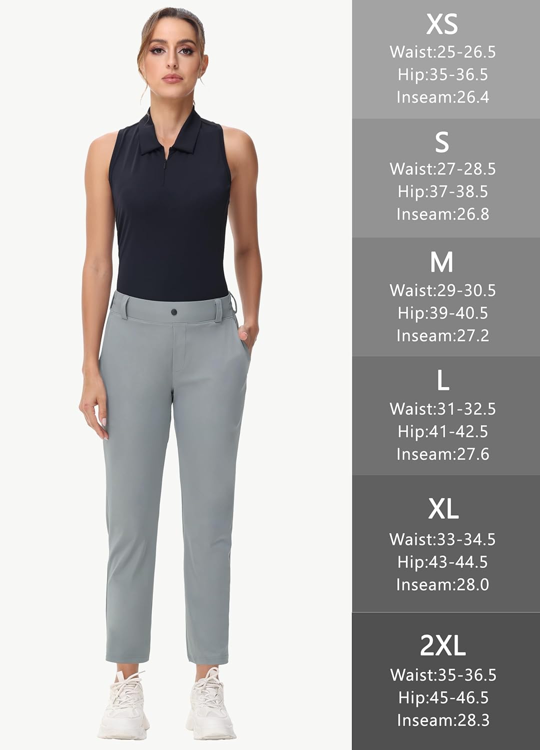 MIVEI Women's Golf Pants - 7/8 Ankle Casual Travel Sweatpants with Belt Loops | UPF50 Nylon Fabric