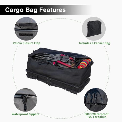 Leader Accessories Trailer Hitch Cargo Carrier - Folding Vehicle Rack with Bag | 60"x24"x6", 500 lbs Capacity