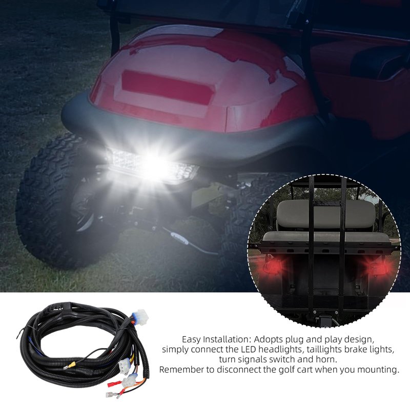 Roykaw Golf Cart 12V Bucket Harness Compatible with Club Car Precedent 2008.5-up Electric Models, Easy Plug & Play and Waterproof