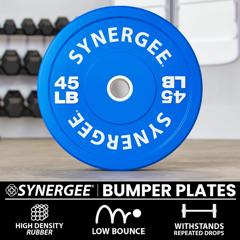 Synergee Color Bumper Plates Weight Plates Strength Conditioning Workouts Weightlifting 45lbs Single