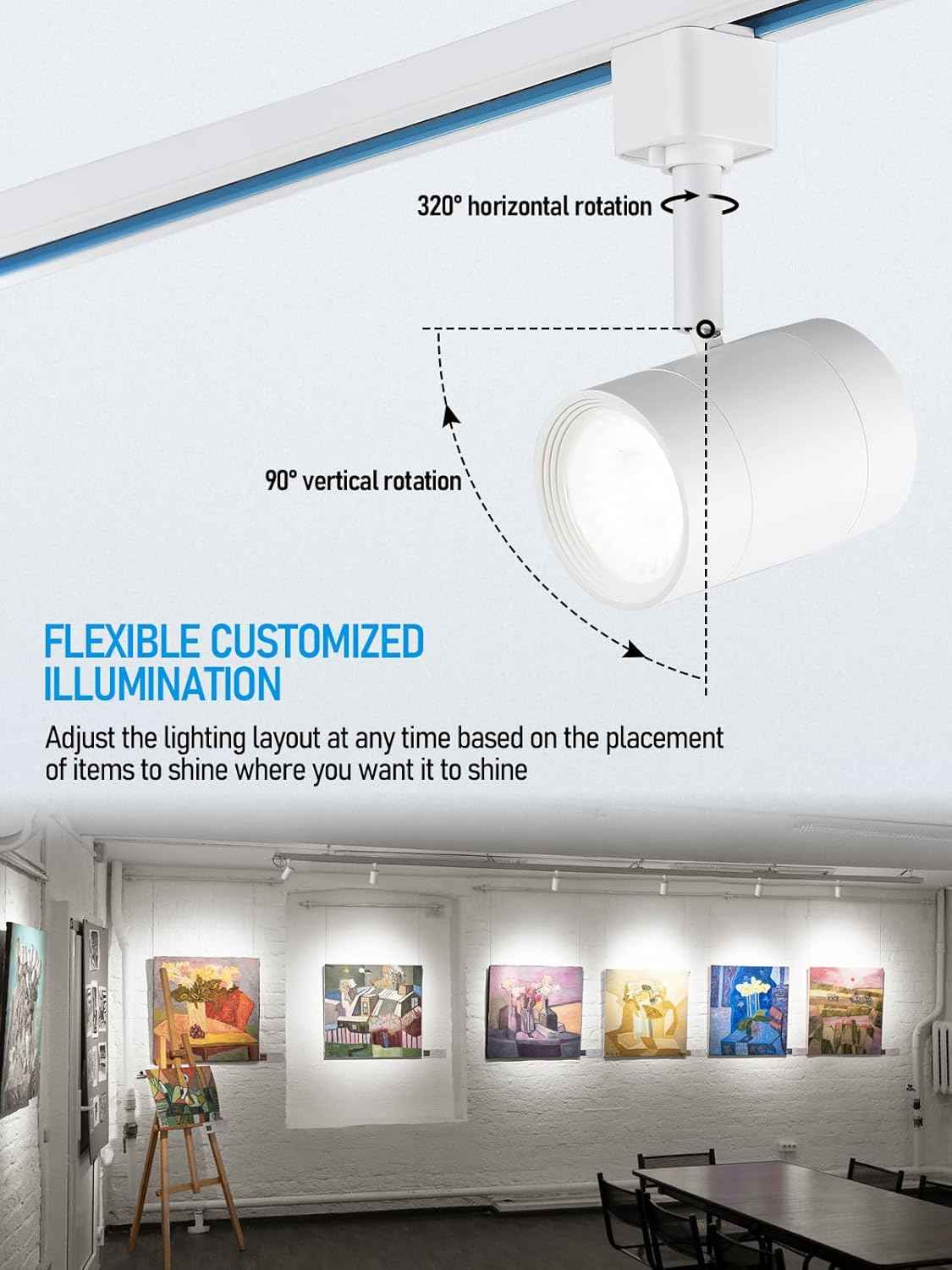 8.5W Dimmable LED H Track Lighting Heads - 4000K Cool White, CRI90, Pack of 4