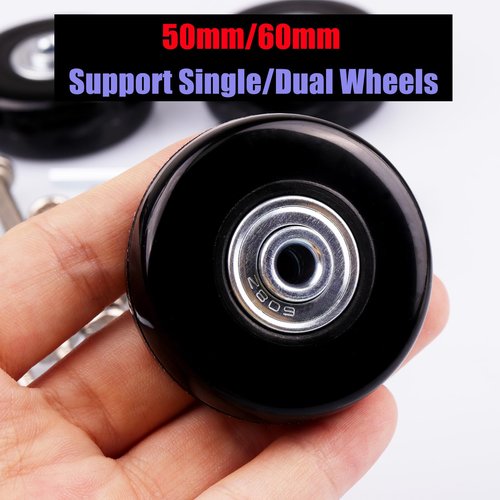 LSTOPGO 50mm x 18mm Luggage Suitcase Replacement Wheels, Rubber Swivel Caster Bearings Repair Kit - Set of 4 with 608ZZ Inline Skate Replacement Wheels & 3 Axles