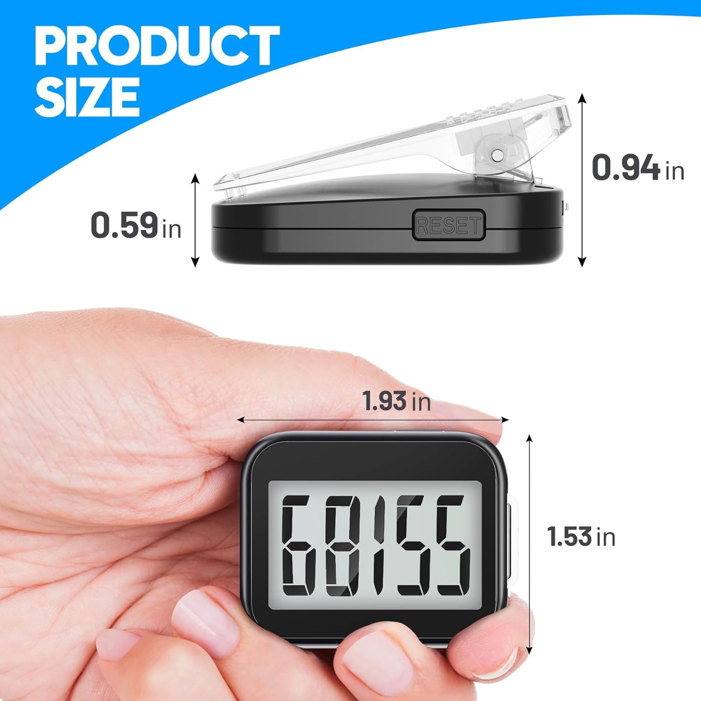 Skiennix Simple Step Counter - Removable Clip & Lanyard for Easy Carrying | Compact Design