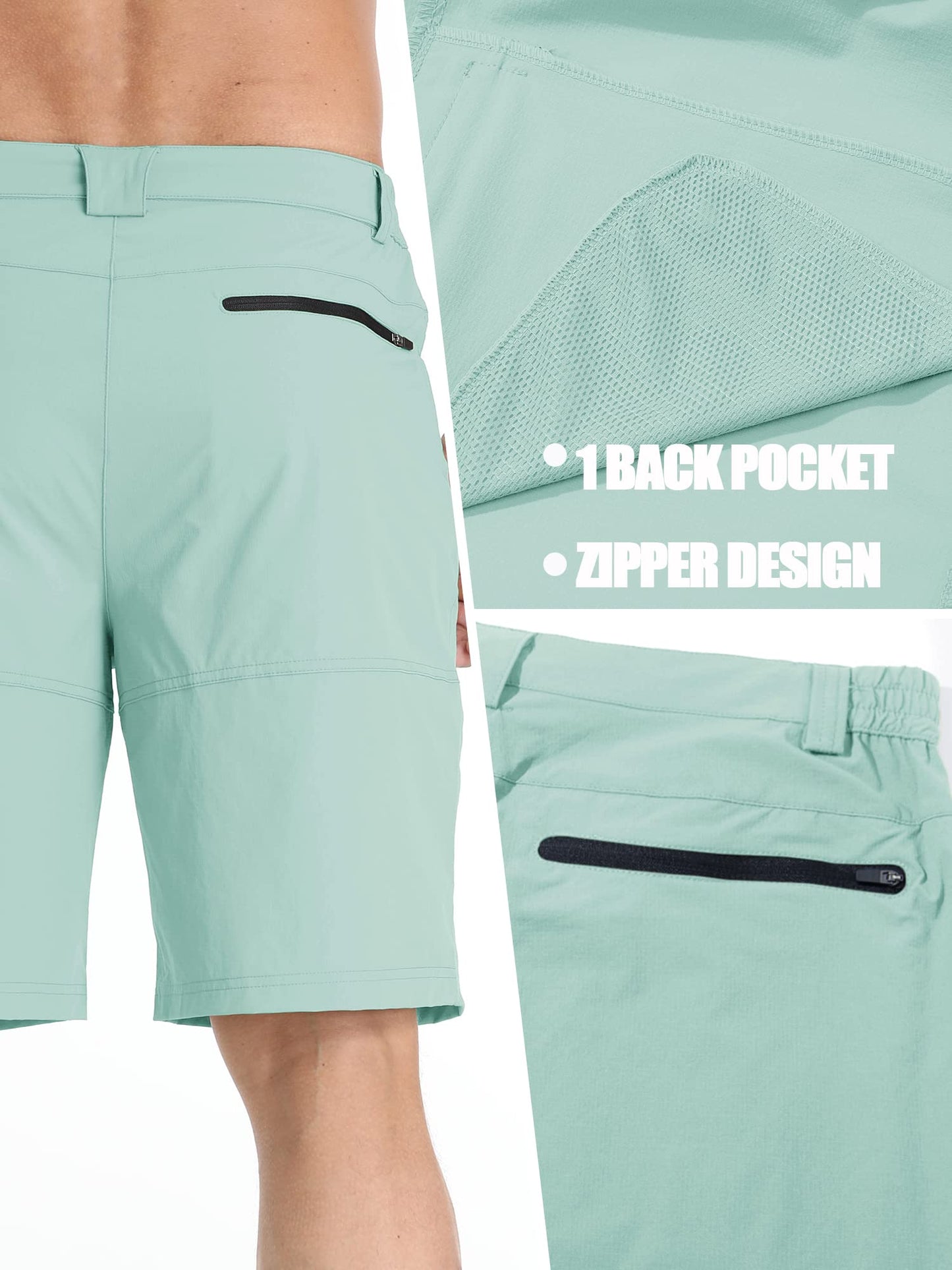 TACVASEN Mens Shorts 10" Dress Golf Outdoor Lightweight Quick Dry Summer Casual Fishing Travel Shorts with Zipper Pockets Lake Blue 40