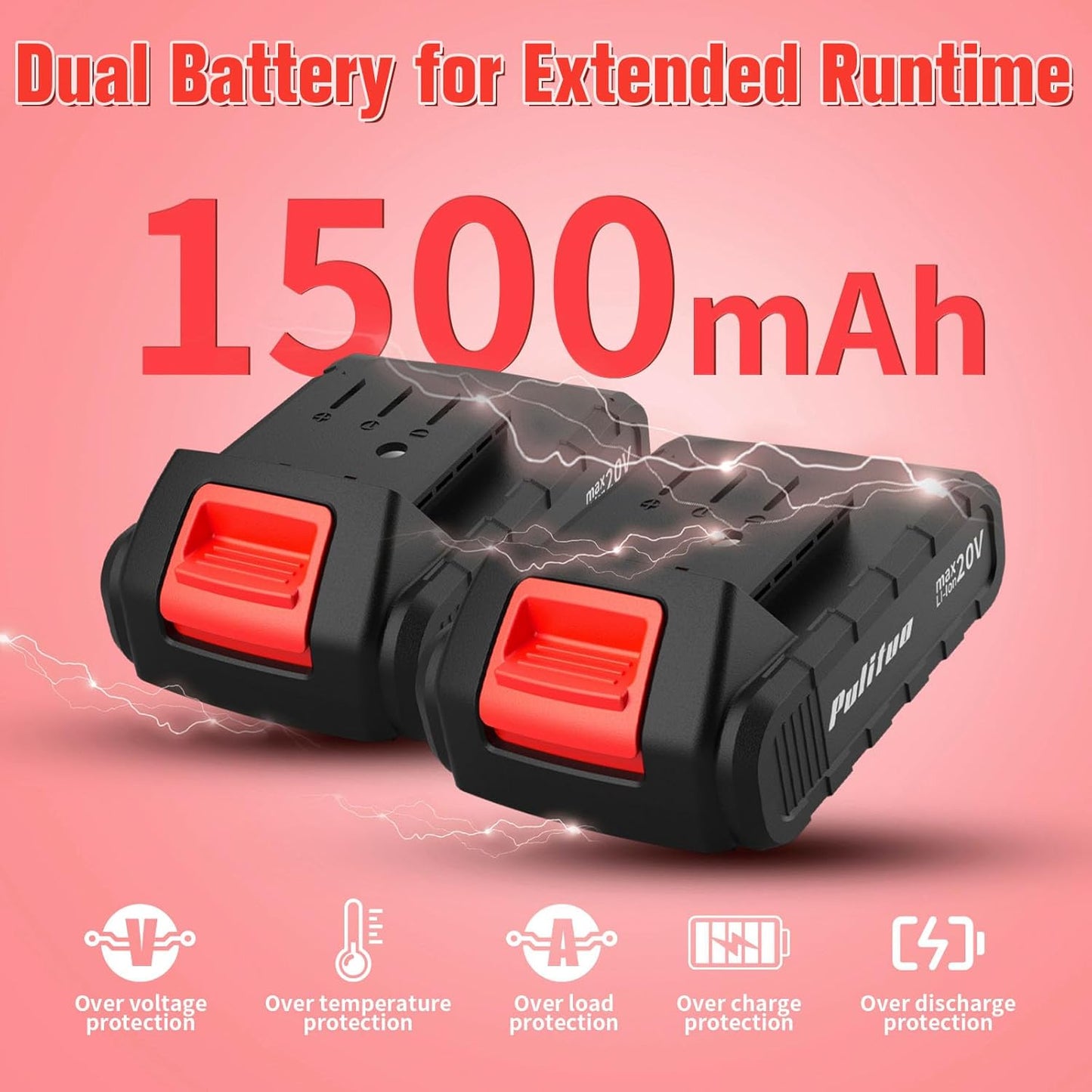 20V Cordless Drill/Driver Kit with 2 Batteries, 30Nm Torque & LED Light - PULITUO