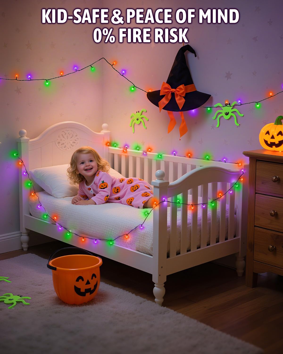 Kelumi Halloween String Lights Battery Operated, Orange Purple and Green Fairy Lights with Timer Waterproof 9.8ft 30 LED Halloween Decorations for Outdoor Indoor Patio Party Garden Yard Decor 2 Packs