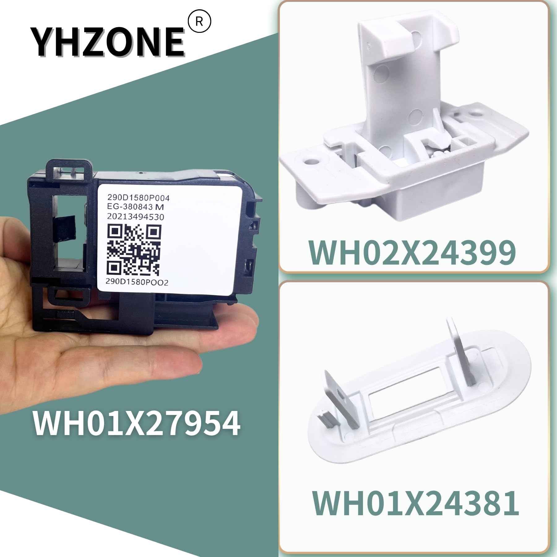 Upgraded WH01X27954 Washer Lid Lock Switch,WH02X24399 Lid Latch Striker and WH01X24381 Washing Machine Bezel Replacement Part Replace WH01X24114, 290D1580P001, 290D1580P002, 290D1580P004(3 PCS SST)