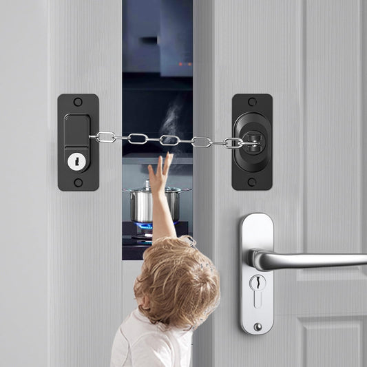 KIZZHISI Child Proof Door Lock (2 Pack), Door Locks for Kids safety & Cat Door Latch, for Fridge Lock, Cabinet Locks, Window Locks and Baby Proofing, Strong non-marking Adhesive No Drilling (Black)