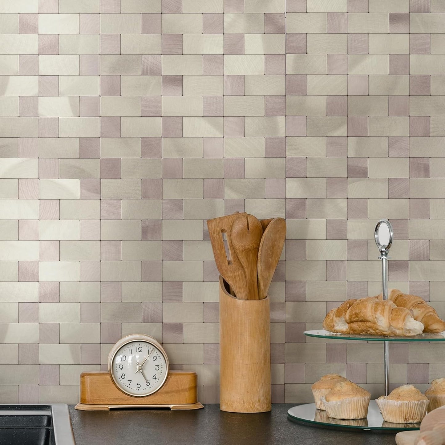 Stainless Steel Peel and Stick Backsplash Tiles - 20 Sheets, 12''x12'' for Kitchen & Bathroom