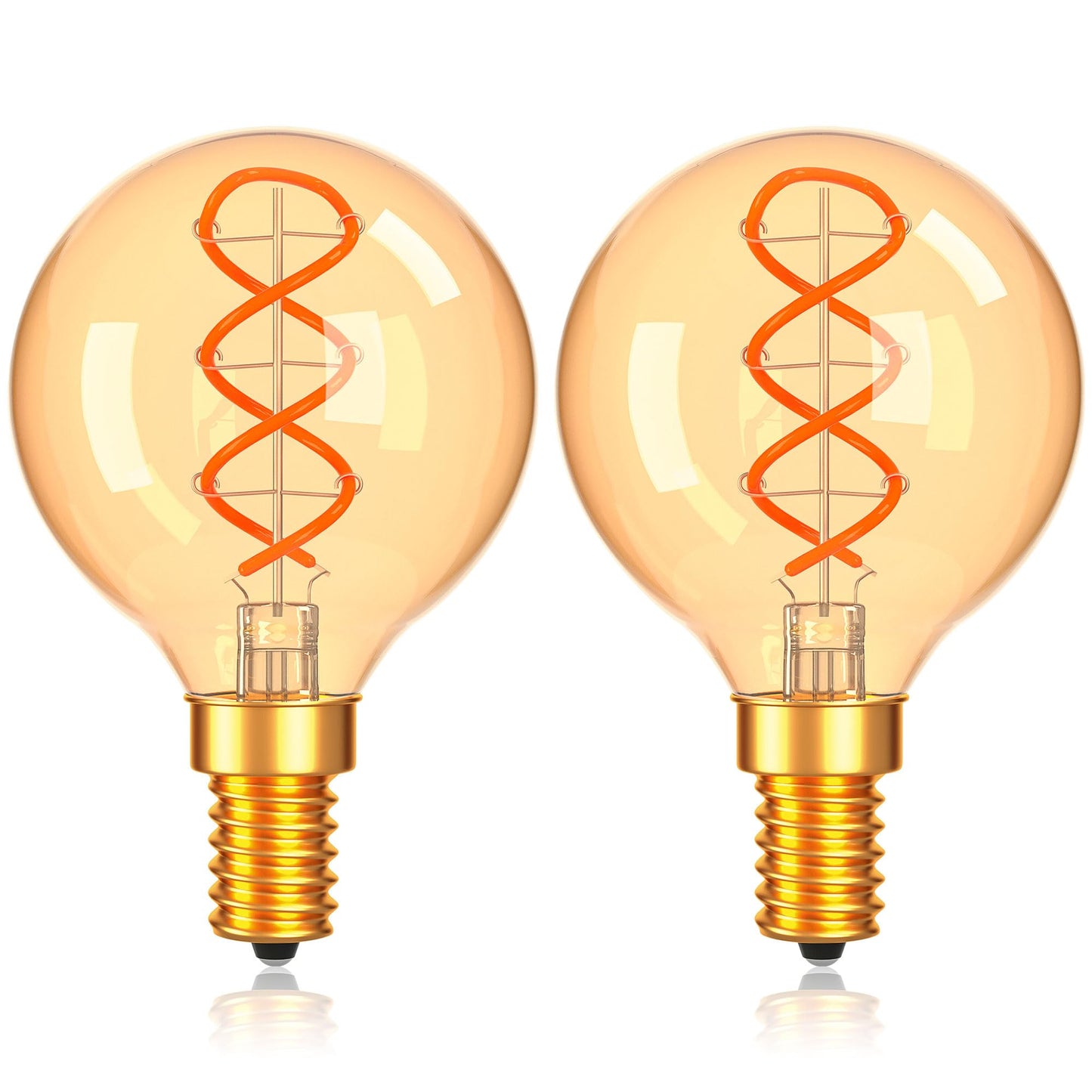 PADMO LUDAZ Dimmable G16.5 Amber Light Bulbs 25 Watt Equal 3W,Candelabra Edison Screw Base E12 Bulb Warm,Vintage LED Globe Light Bulbs for Chandelier Ceiling Fan,Soft White 2200K,180LM,2 Pack