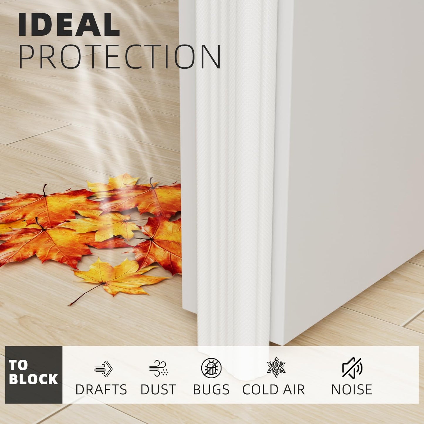 Upgraded 118 Inch Wedge-Shape Weather Stripping Door Seal,Self Adhesive Dark Gray Foam Core for Lightprooof,Windows and Doors Insulation,Weatherstrip Tape for Door Soundproofing,Drafts Blocker,White