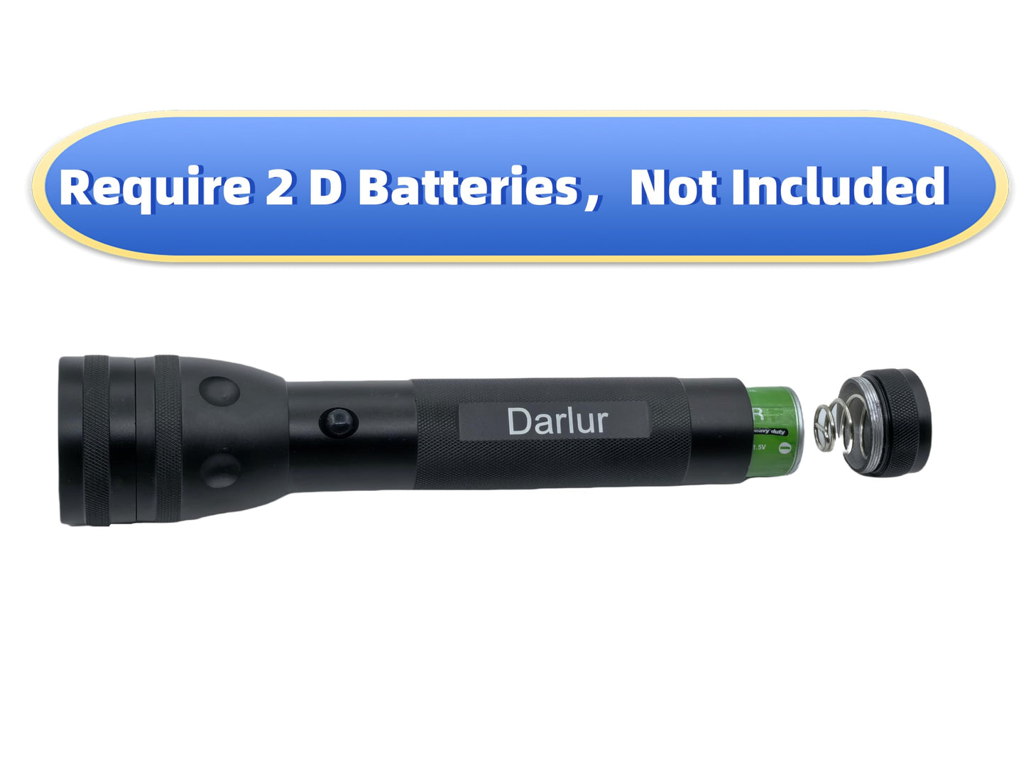 Darlur Heavy Duty 2 D Cell Battery LED Big Flashlights, 3 Light Modes High Low Strobe, High Lumens, Ourdoor,Aluminum,Emergency, Power Outage Supplies
