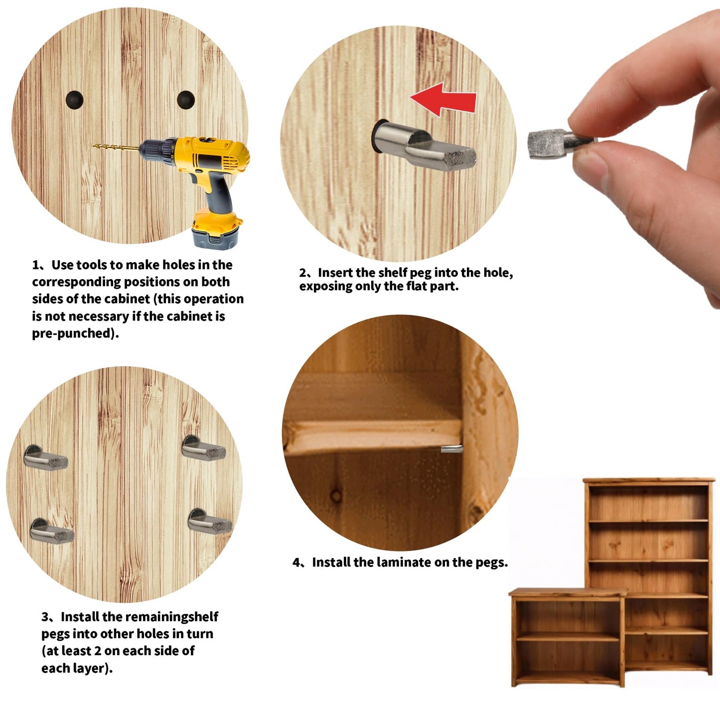 Benkyo 7mm Shelf Pins Cabinet Shelf Pegs 7mm Metal Shelf Pegs for Shelves Shelf Holders Pegs Shelf Support Pegs (50 Piece)