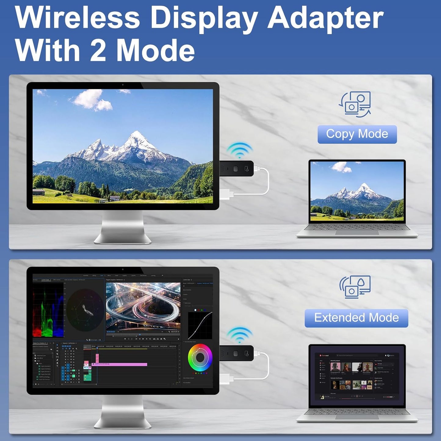 Wireless HDMI Display Dongle Adapter 2025 - 1080P Plug & Play Receiver for TV/Monitor/Projector
