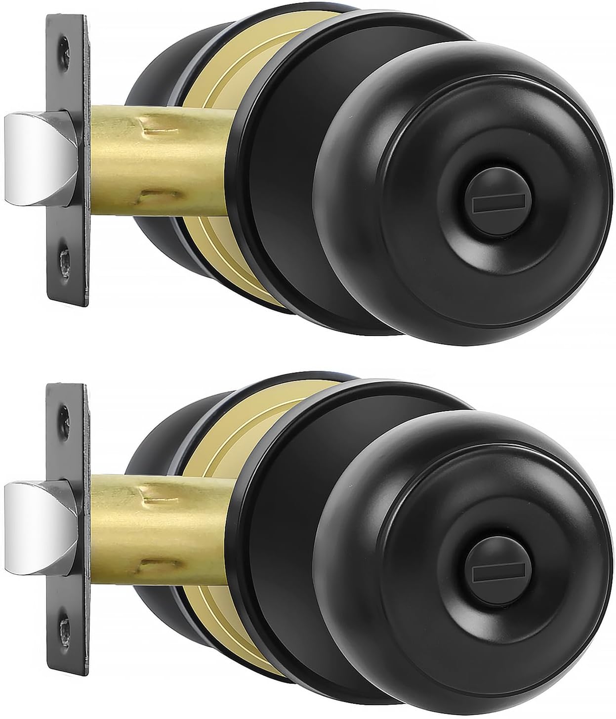Matte Black Privacy Door Knobs - 8 Pack Keyless Locksets for Bed & Bath, Reversible